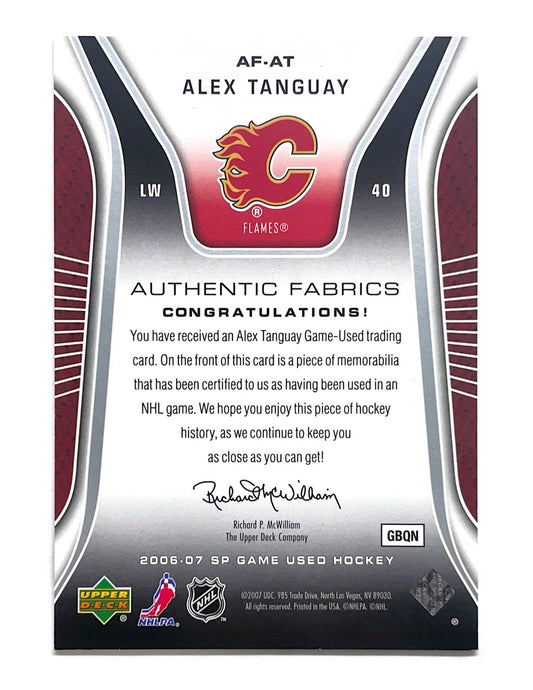 Alex Tanguay 2006-07 Upper Deck SP Game Used Authentic Fabrics Jersey #AF-AT