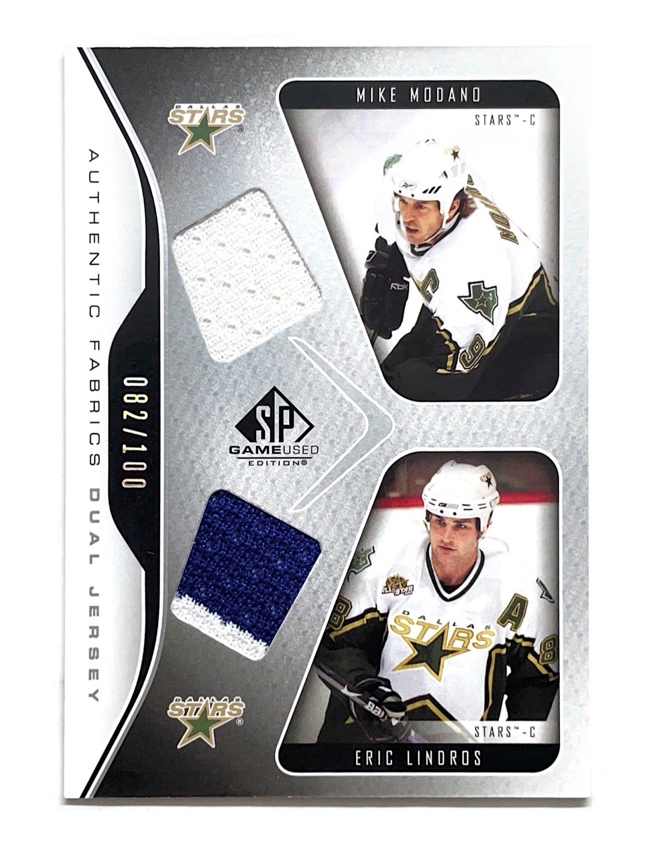 Mike Modano/Eric Lindros 2006-07 Upper Deck SP Game Used Authentic Fabrics Dual Jersey #AF2-ML - 082/100