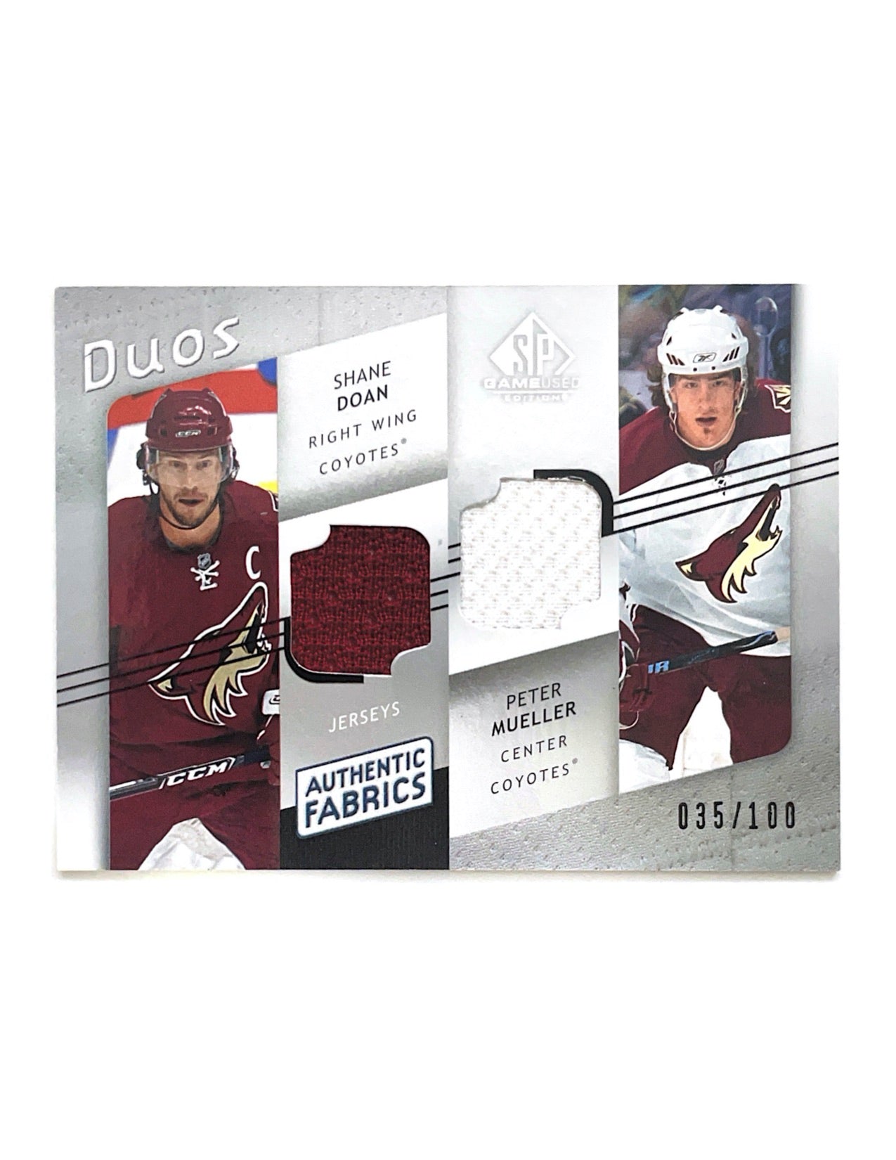 Shane Doan/Peter Mueller 2008-09 Upper Deck SP Game Used Authentic Fabrics Duos Jersey #AF2-SM