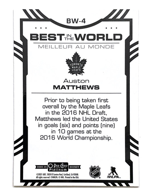 Auston Matthews 2020-21 O-Pee-Chee Platinum Best In The World #BW-4