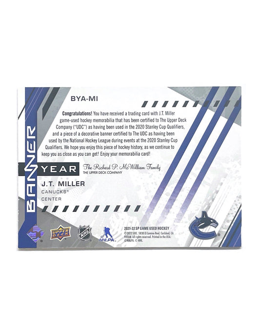 J.T. Miller 2021-22 Upper Deck SP Game Used Jersey Banner Year #BYA-MI