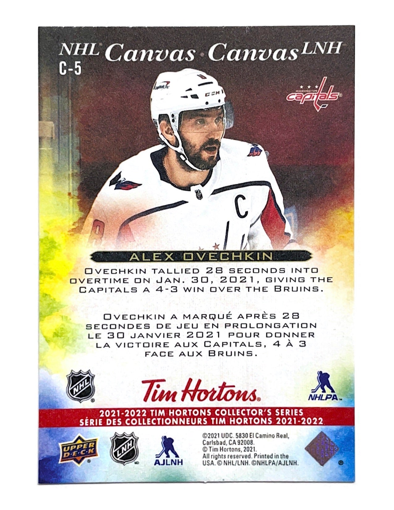 Alex Ovechkin 2020-21 Upper Deck Tim Hortons NHL Canvas #C-5