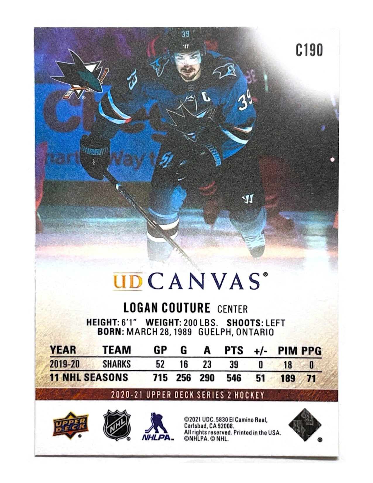 Logan Couture 2020-21 Upper Deck Series 2 UD Canvas #C190