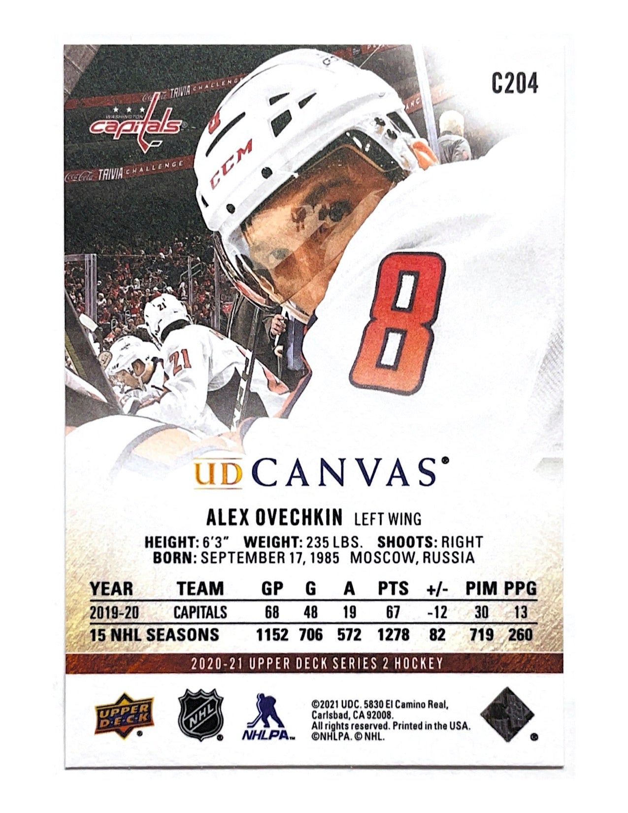 Alex Ovechkin 2020-21 Upper Deck Series 2 Canvas #C204