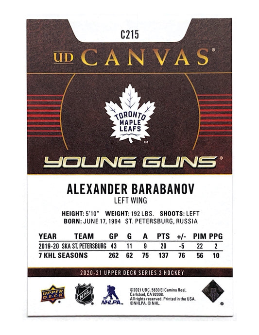 Alexander Barabanov 2020-21 Upper Deck Series 2 Young Guns Canvas #C215