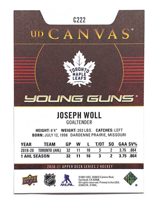 Joseph Woll 2020-21 Upper Deck Series 2 Young Guns Canvas #C222