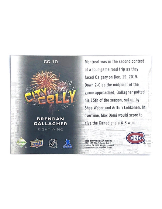 Brendan Gallagher 2020-21 Upper Deck Allure City Celly #CC-10