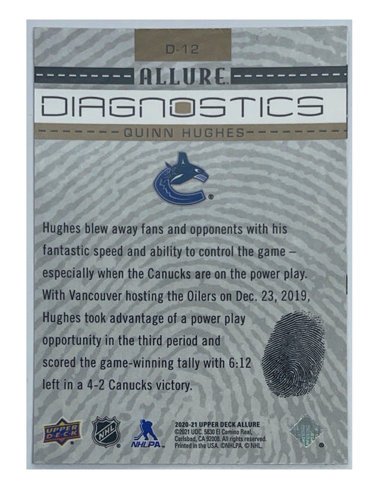 Quinn Hughes 2020-21 Upper Deck Allure Diagnostics #D-12