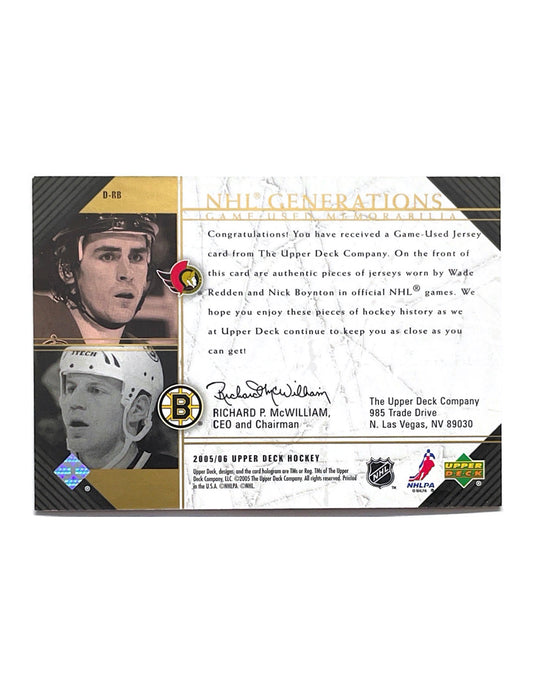 Wade Redden/Nick Boynton 2005-06 Upper Deck Series 1 NHL Generation Dual Jersey #D-RB