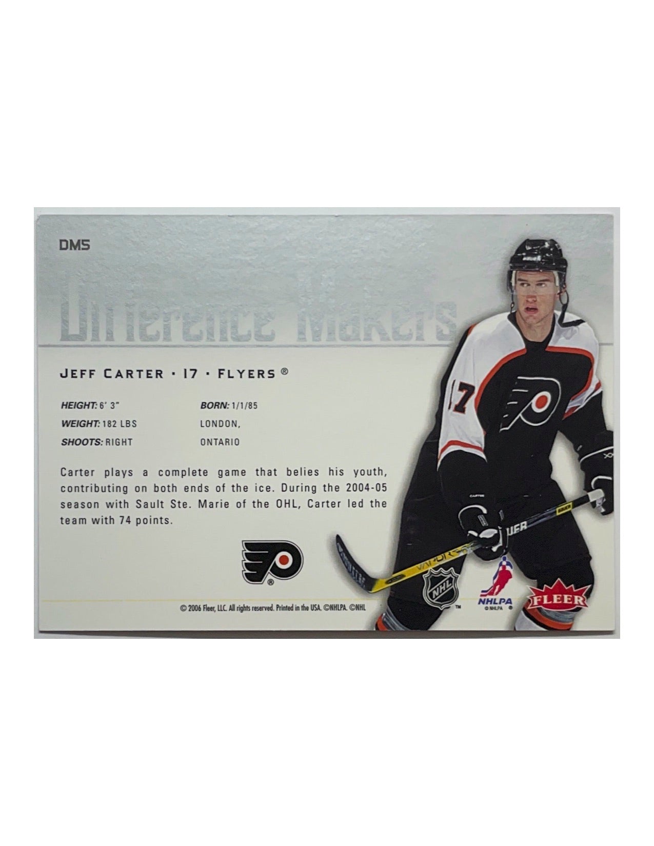 Jeff Carter 2005-06 Upper Deck Fleer Ultra Difference Makers #DM5