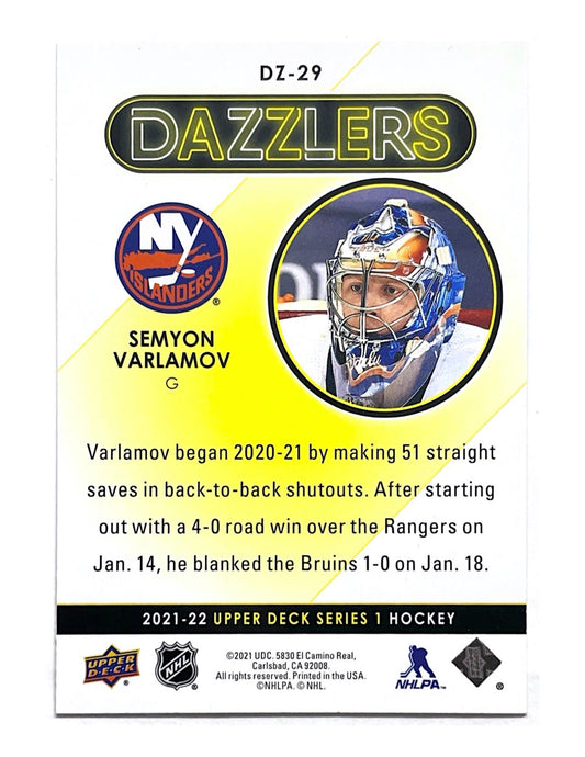 Semyon Varlamov 2021-22 Upper Deck Series 1 Dazzlers Blue #DZ-29