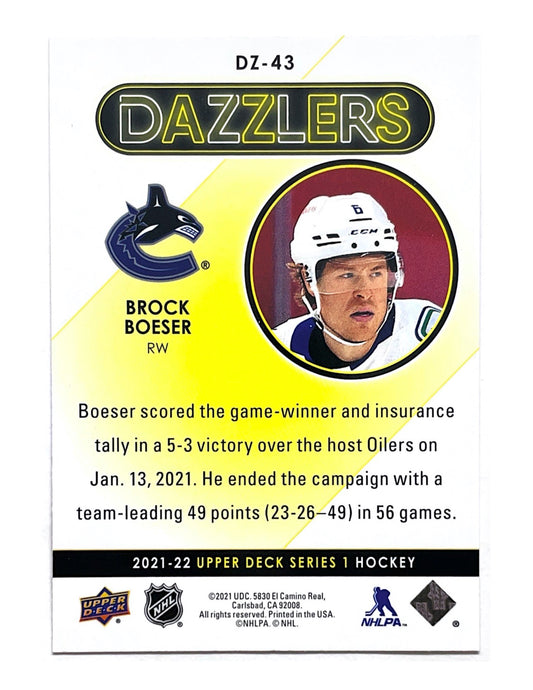 Brock Boeser 2021-22 Upper Deck Series 1 Dazzlers Red #DZ-43