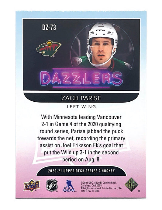 Zach Parise 2020-21 Upper Deck Series 2 Dazzlers Blue #DZ-73