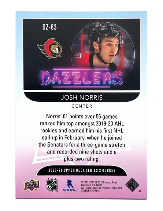 Josh Norris 2020-21 Upper Deck Series 2 Dazzlers Pink #DZ-83