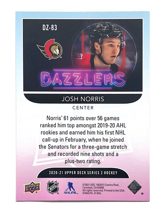 Josh Norris 2020-21 Upper Deck Series 2 Dazzlers Blue #DZ-83