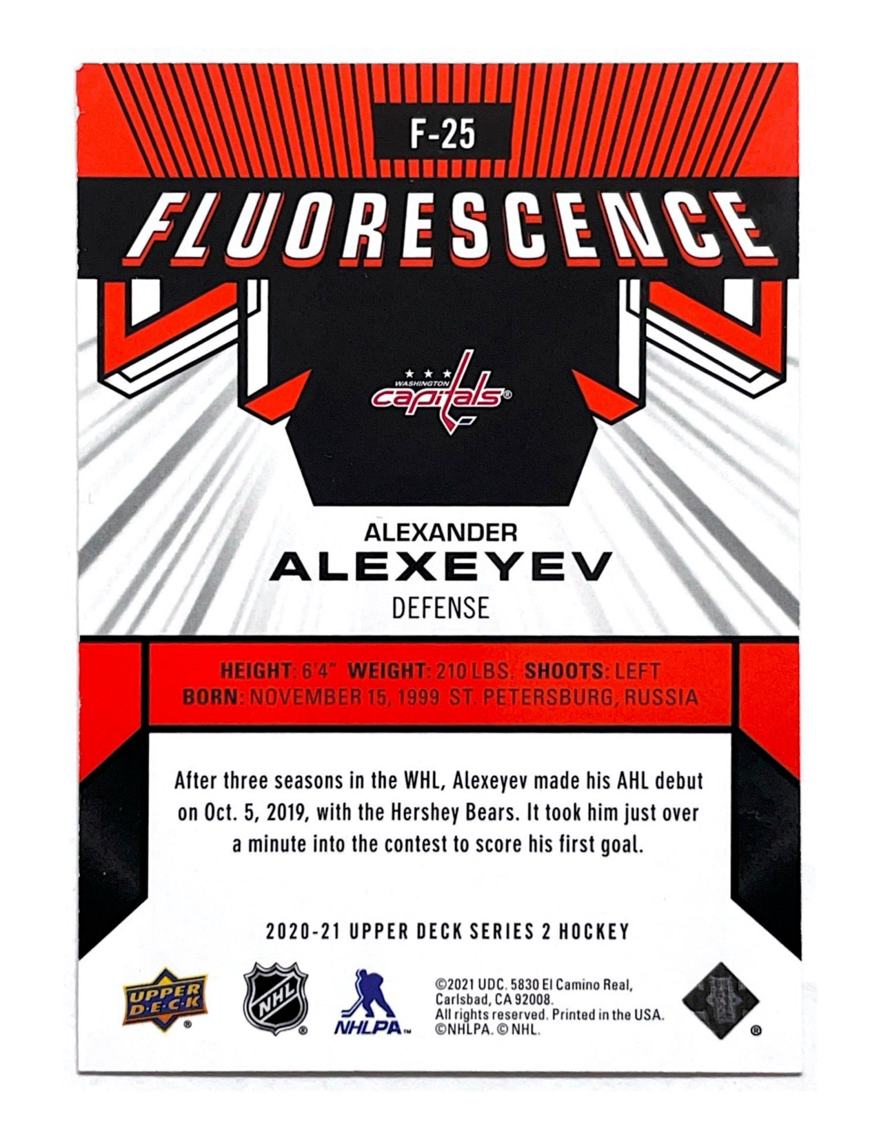 Alexander Alexeyev 2020-21 Upper Deck Series 2 Fluorescence Red #F-25