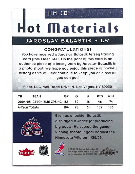 Jaroslav Balastik 2005-06 Upper Deck Fleer Hot Materials Jersey #HM-JB