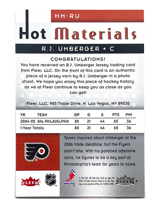 R.J. Umberger 2005-06 Upper Deck Fleer Hot Materials Jersey #HM-RU