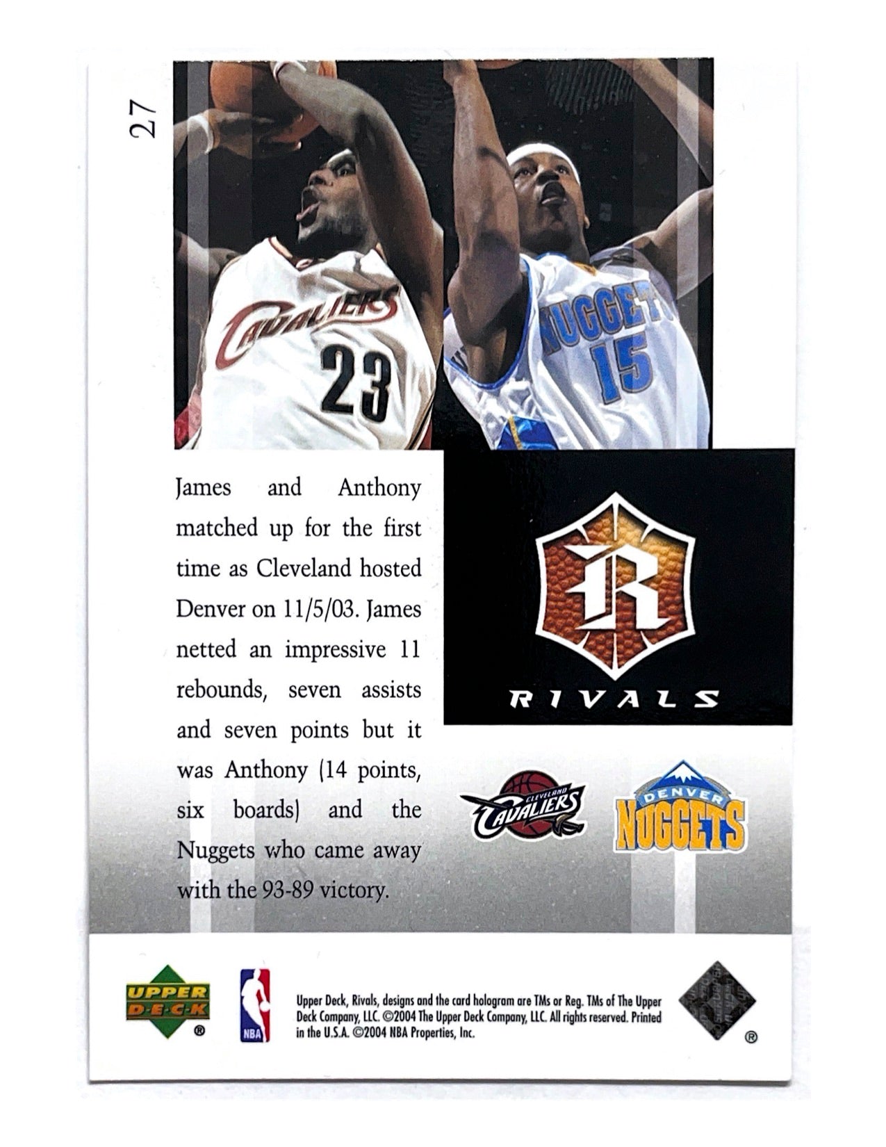 Lebron James/Carmelo Anthony 2004-05 Upper Deck Rivals #27