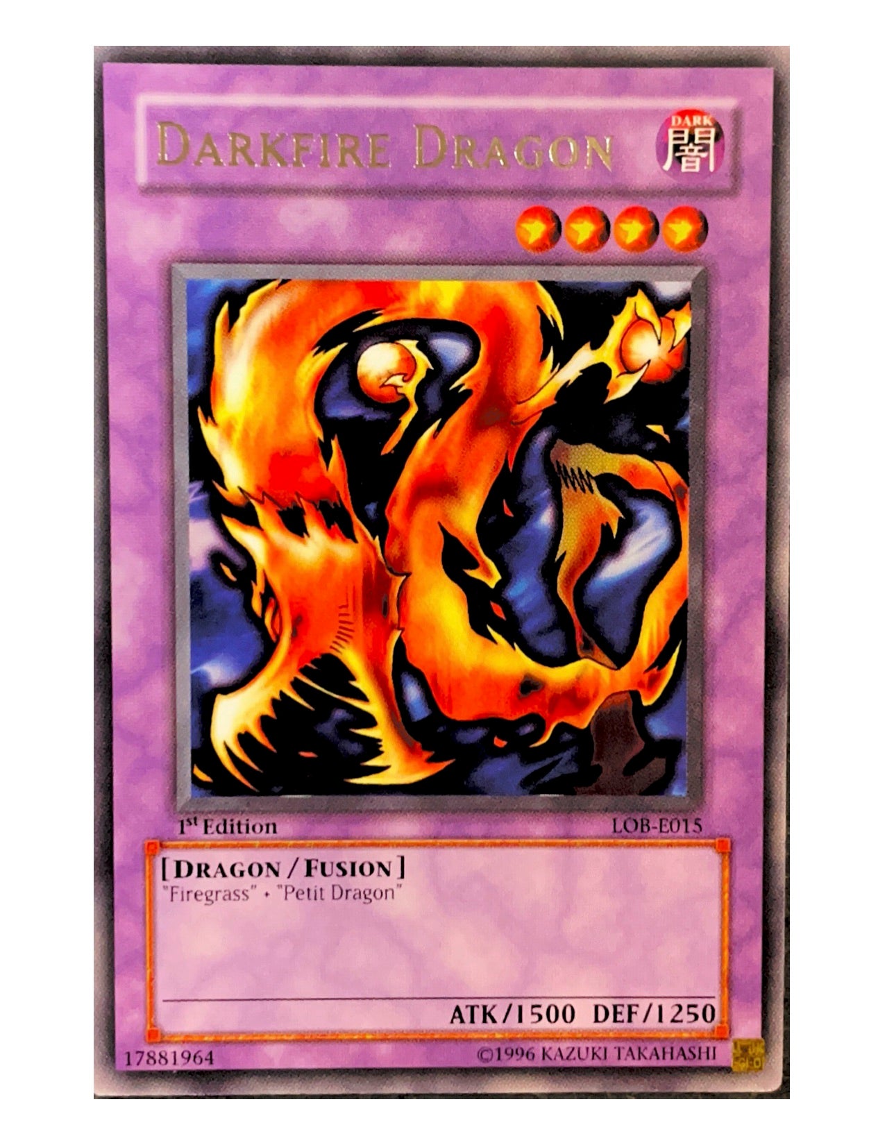 Darkfire Dragon LOB-E015 Rare - 1st Edition
