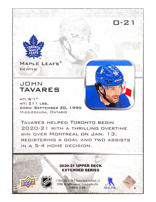 John Tavares 2020-21 Upper Deck Extended Series Ovation #O-21