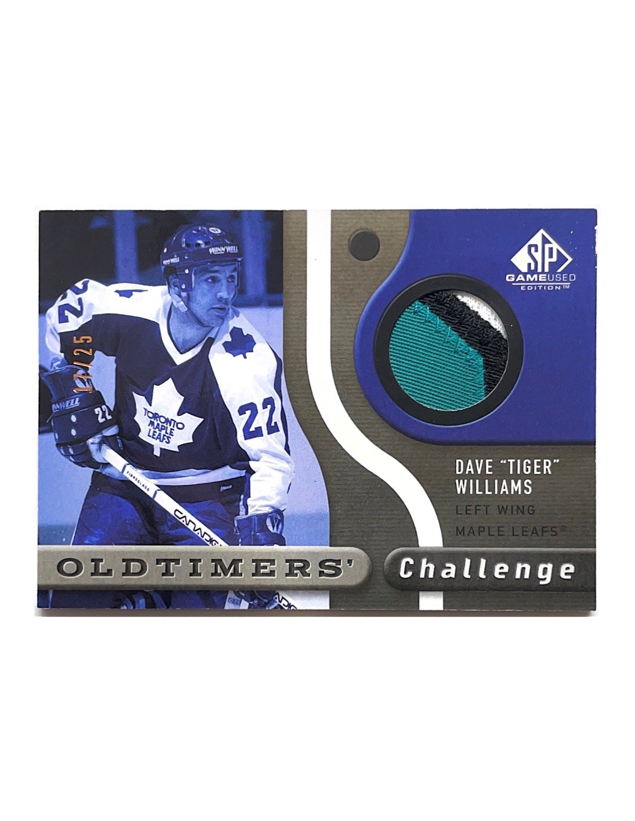Dave "Tiger" Williams 2005-06 Upper Deck SP Game Used Oldtimers' Challenge Patch #OCP-DW - 17/25