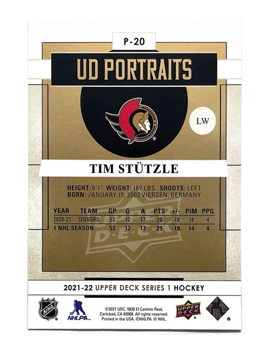 Tim Stutzle 2021-22 Upper Deck Series 1 UD Portraits #P-20