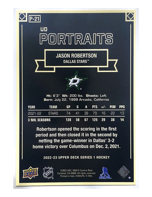 Jason Robertson 2022-23 Upper Deck Series 1 UD Portraits #P-21