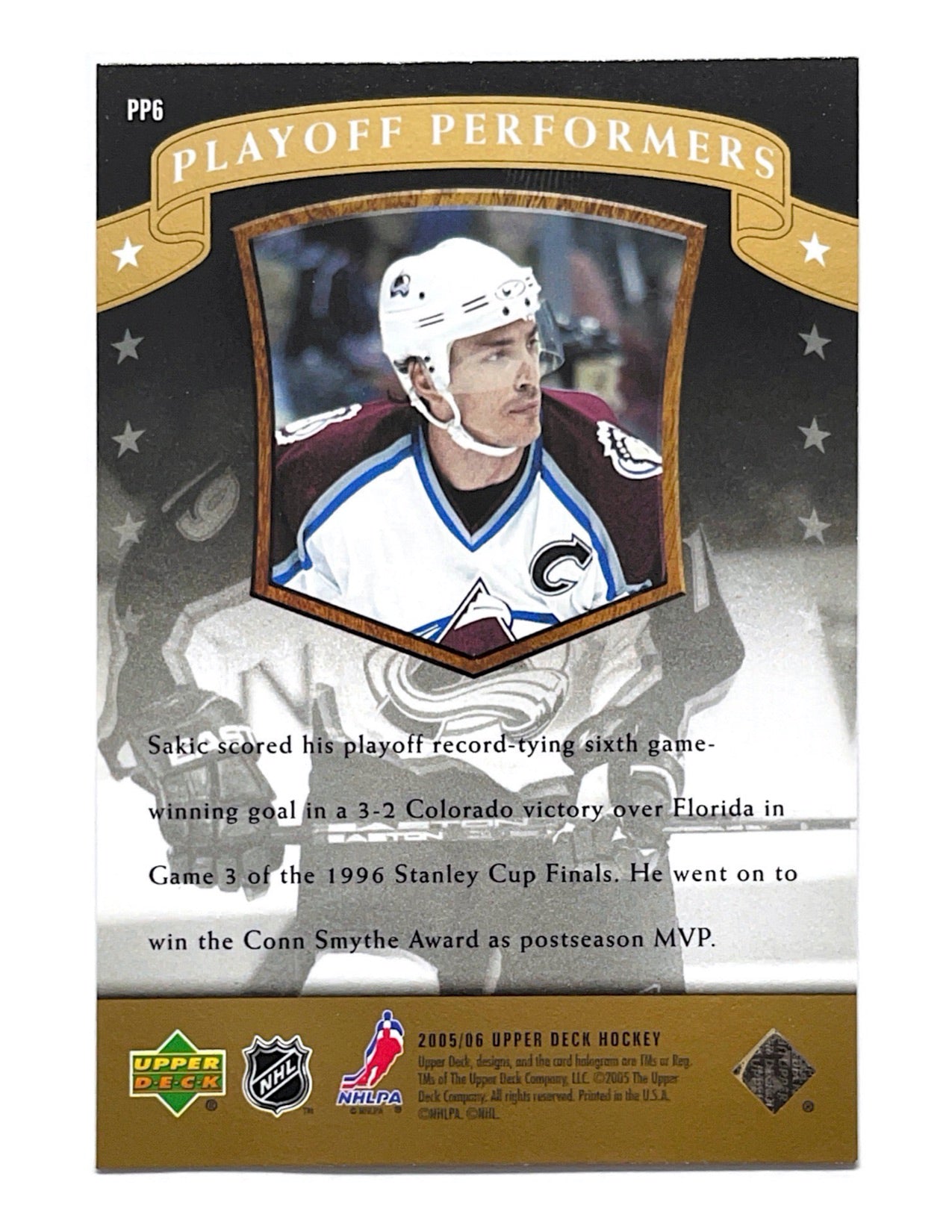 Joe Sakic 2005-06 Upper Deck Series 1 Playoff Performers #PP6