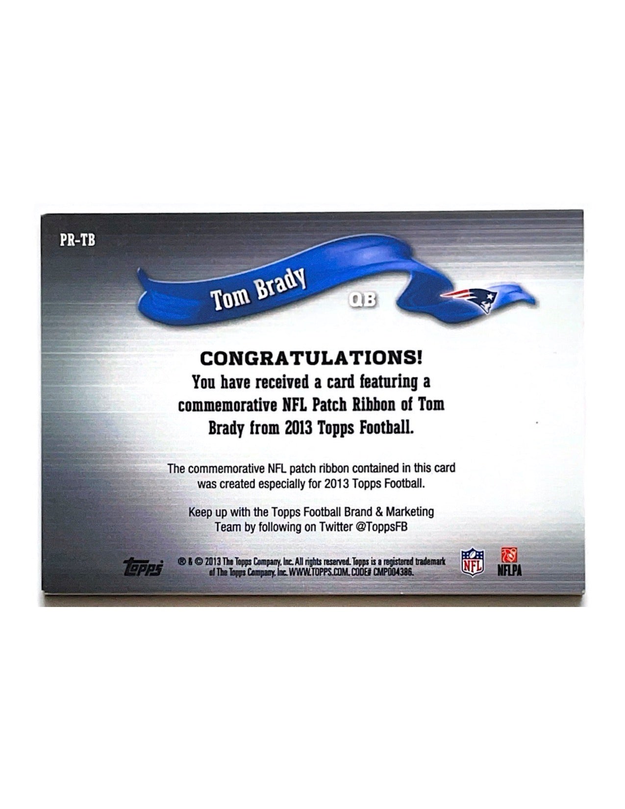 Tom Brady 2013 Topps Ribbons Camo Team Logo #PR-TB
