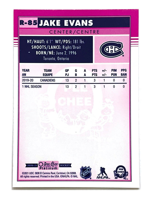 Jake Evans 2020-21 O-Pee-Chee Platinum Retro Rookie #R-85