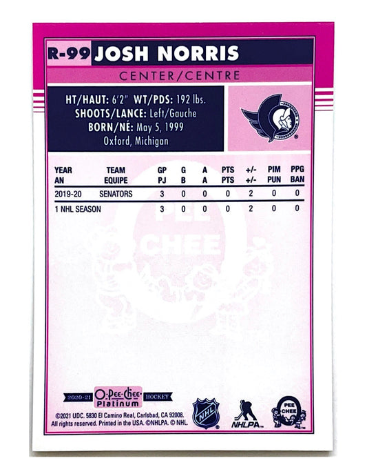 Josh Norris 2020-21 O-Pee-Chee Platinum Retro Rookie #R-99