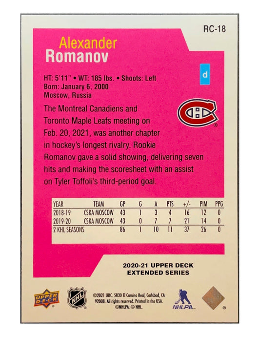 Alexander Romanov 2020-21 Upper Deck Extended Series Rookie Class #RC-18