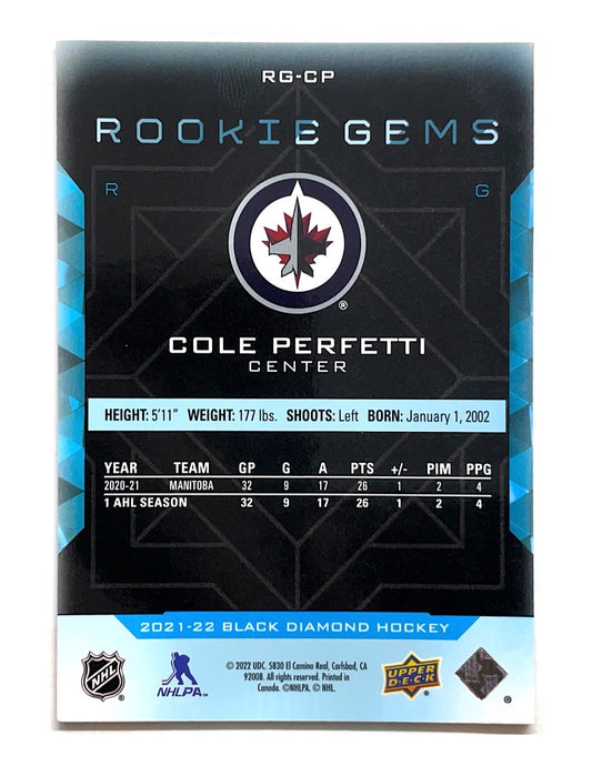 Cole Perfetti 2021-22 Upper Deck Black Diamond Rookie Gems #RG-CP - 394/399