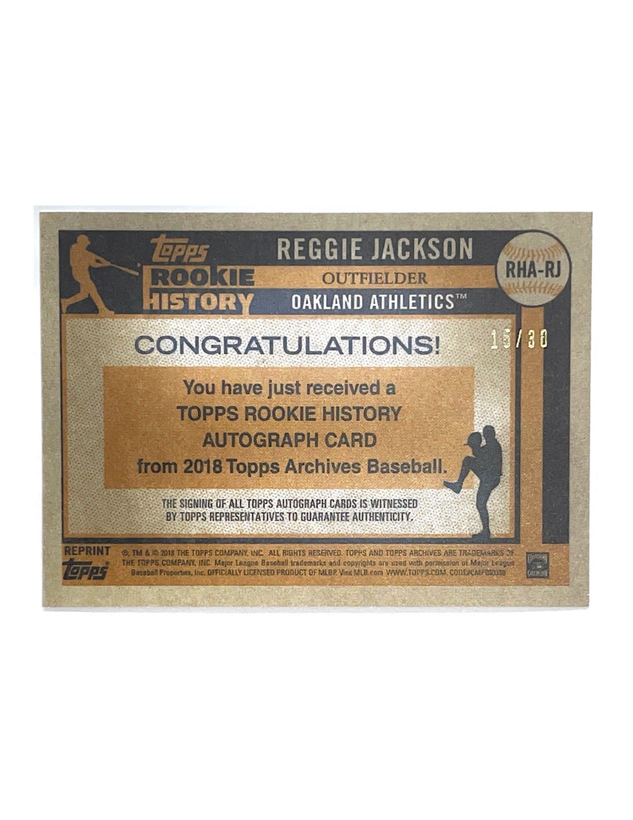 Reggie Jackson 2018 Topps Archive Rookie History Autograph #RHA-RJ - 15/30