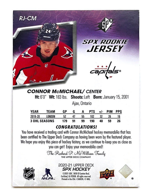 Connor McMichael 2020-21 Upper Deck SPx Rookie Jersey #RJ-CM