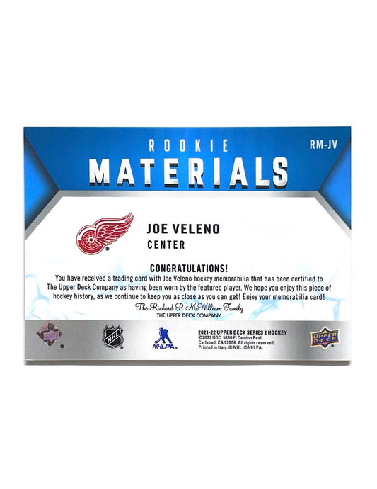 Joe Veleno 2021-22 Upper Deck Series 2 Rookie Materials Jersey #RM-JV