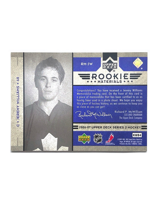 Jeremy Williams 2006-07 Upper Deck Series 2 Rookie Materials #RM-JW