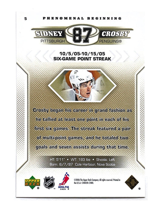 Sidney Crosby 2005-06 Upper Deck Phenomenal Beginning #5