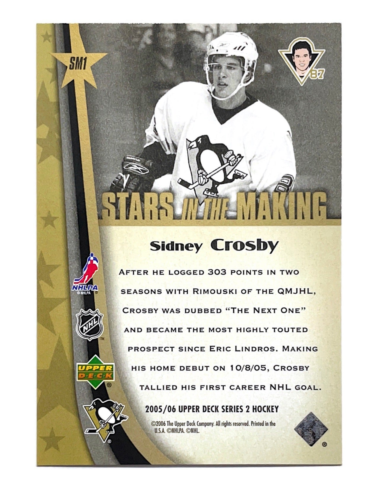 Sidney Crosby 2005-06 Upper Deck Series 2 Stars In The Making #SM1