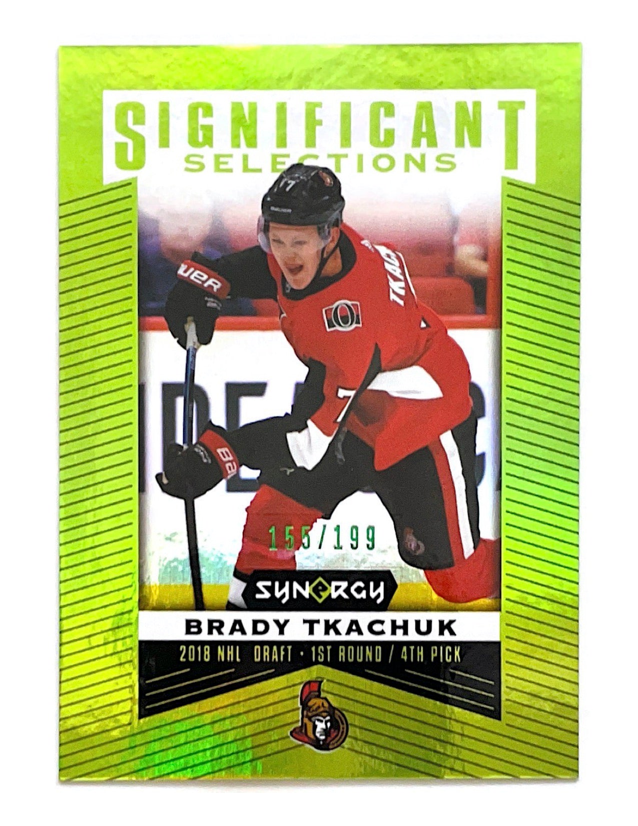 Brady Tkachuk 2018-19 Upper Deck Synergy Significant Selections Green #SS-13 - 155/199