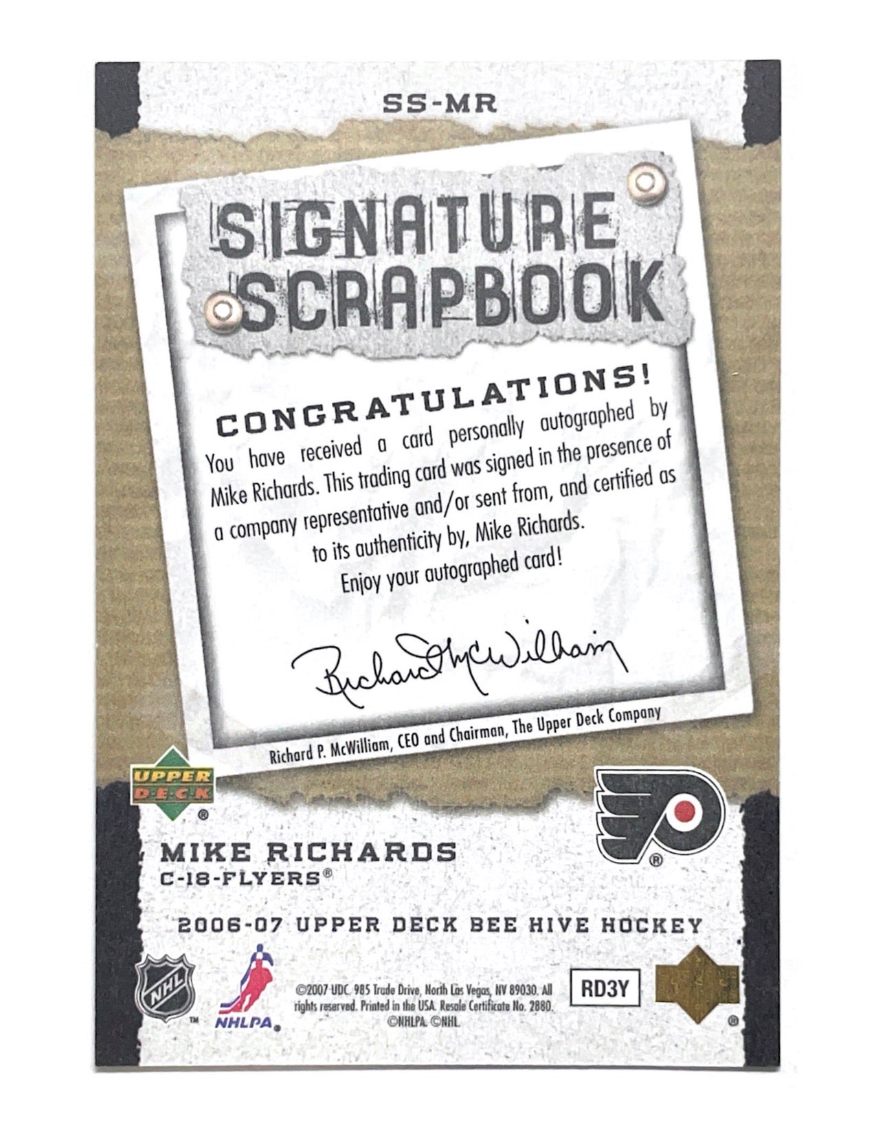 Mike Richards 2006-07 Upper Deck Bee Hive Signature Scrapbook Autograph #SS-MR