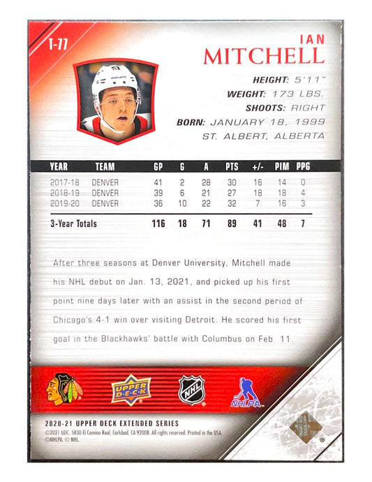 Ian Mitchell 2020-21 Upper Deck Extended Series Tribute Young Guns #T-77