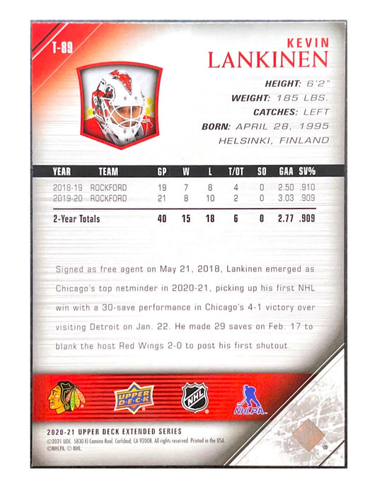 Kevin Lankinen 2020-21 Upper Deck Extended Series Tribute Young Guns #T-89
