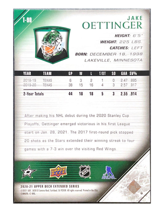 Jake Oettinger 2020-21 Upper Deck Extended Series Tribute Young Guns #T-90