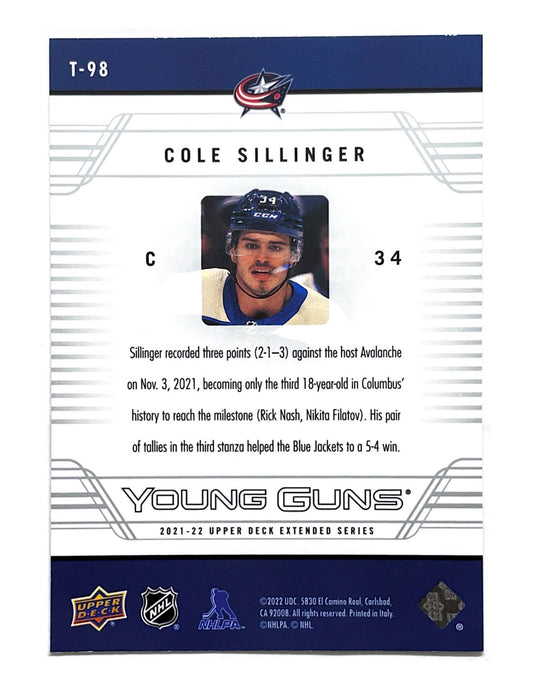 Cole Sillinger 2021-22 Upper Deck Extended Series Young Guns Tribute #T-98