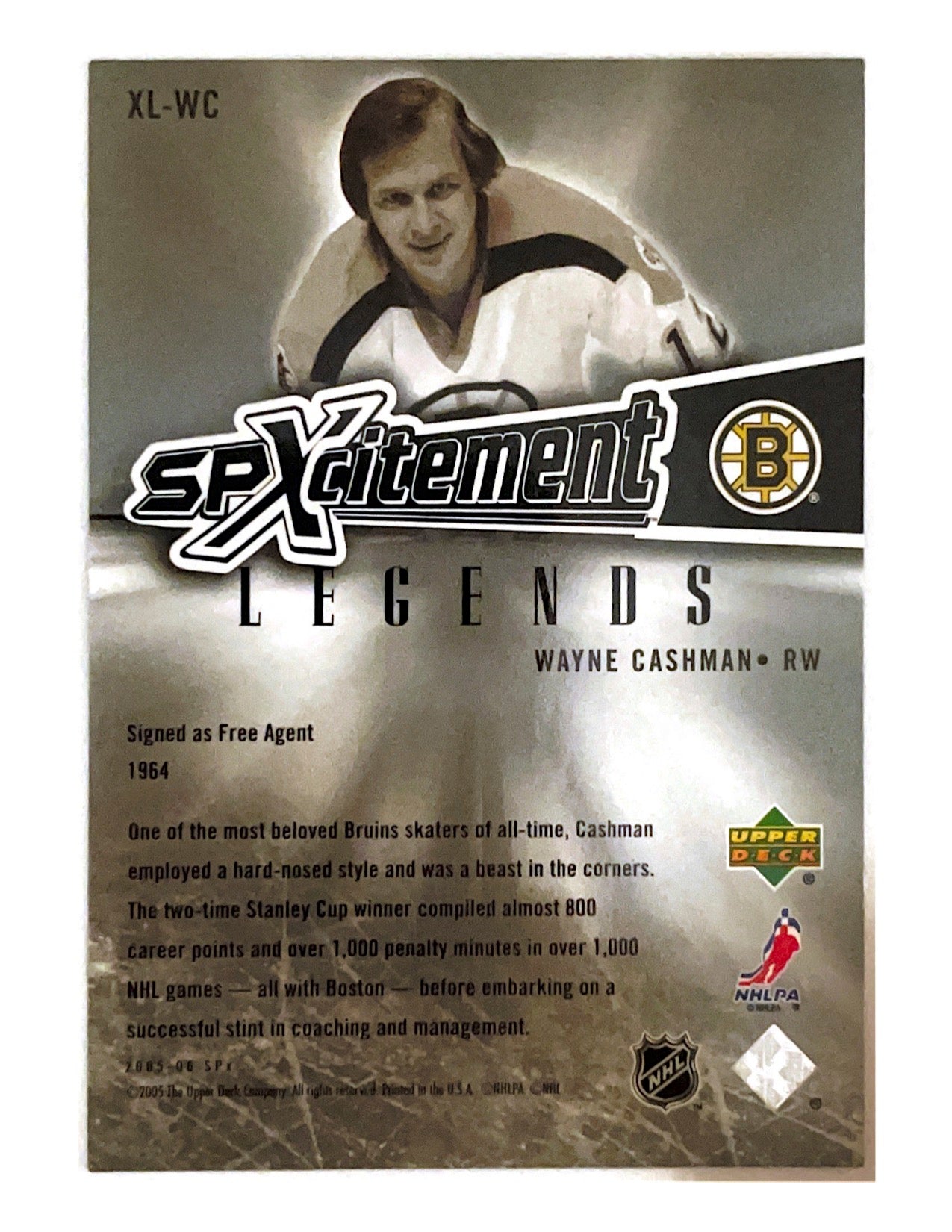 Wayne Cashman 2005-06 Upper Deck SPX SPXcitement Legends #XL-WC - 227/499